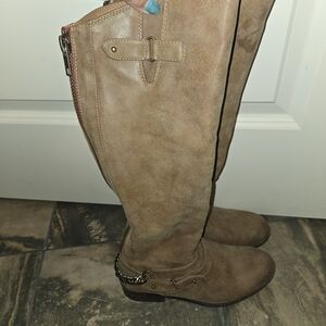 Tan Leather Knee-High Boots